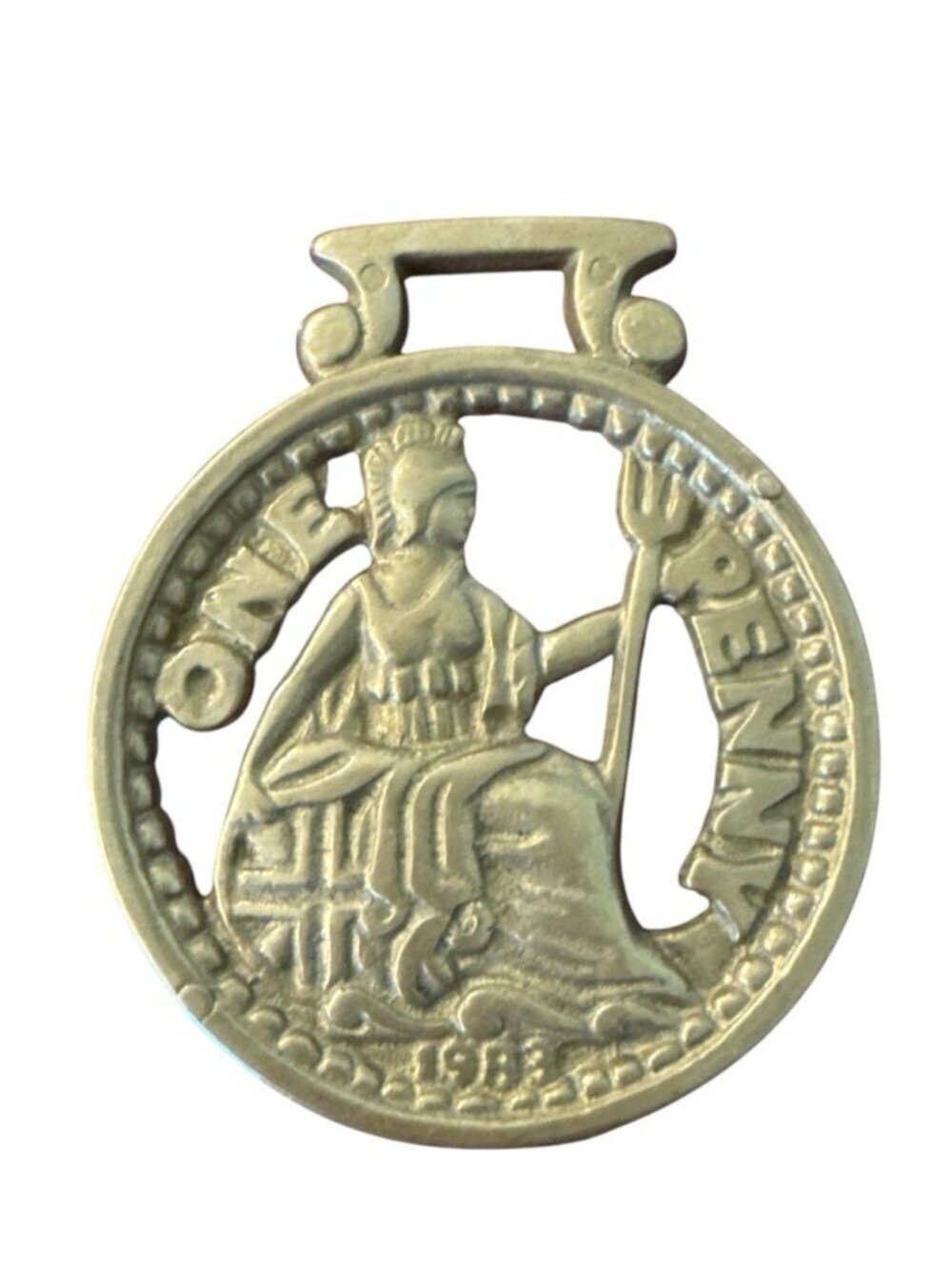 VTG Brass Horse Harness Medallion Show Parade UK PENNY DESIGN England 3.5" x 3"